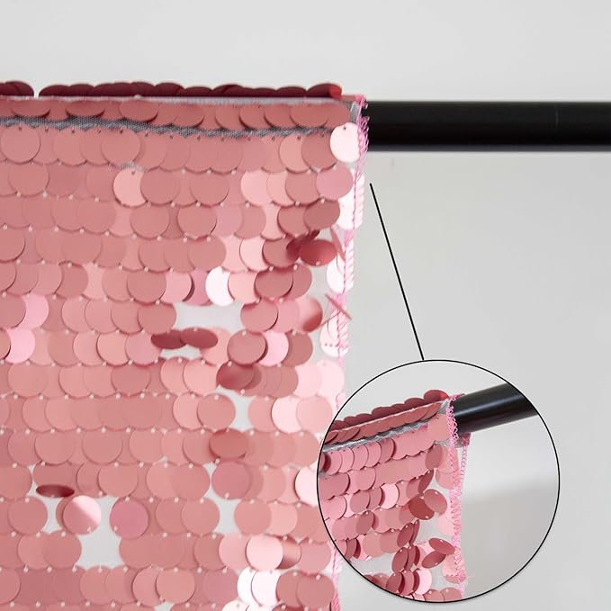 JYFLZQ Pink Payette Sequin Backdrop Curtains 4ft x 8ft 2 Panels Shimmer Wall Backdrop Big Sequin Background Thick Glitter Photo Booth Backdrops for Parties