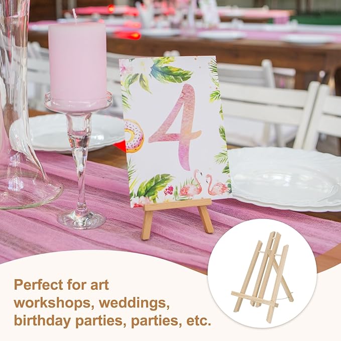 MECCANIXITY Mini Wood Display Easels, 15.7"x7.9"A-Frame Painting Tabletop Easels Holder Stand for Artists Beginners Displaying Small Canvases Art Photos Business Cards(Pack of 3, Wood Color)