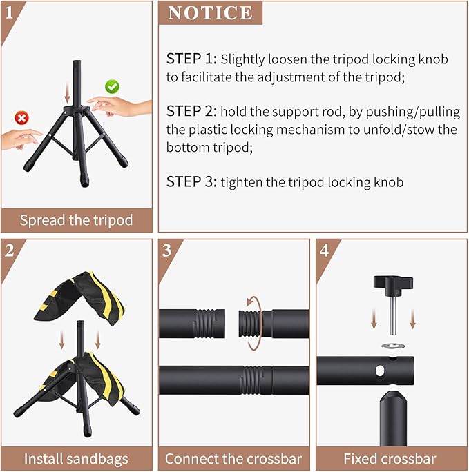 Backdrop Stand 10x7.5ft (WxH), Photo Back Drop Stand for Party, Heavy Duty Background Stand Kit with 6 Clamps and 2 Sandbags