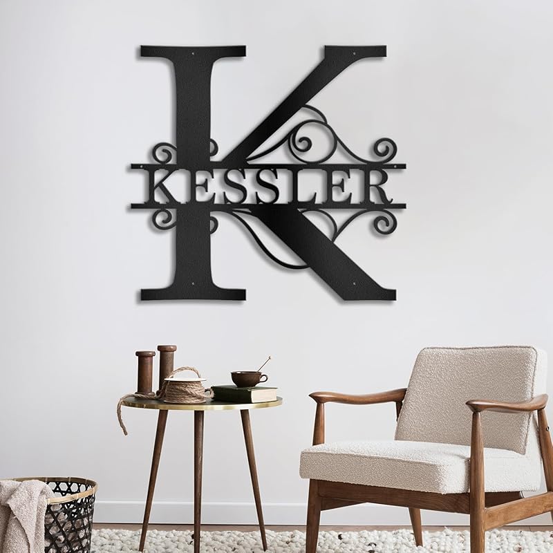 Custom Metal Name Sign | Metal Wall Art | Split Letter Monogram Decor | Family Name Sign | Personalized Wedding Gift | Outdoor Decor