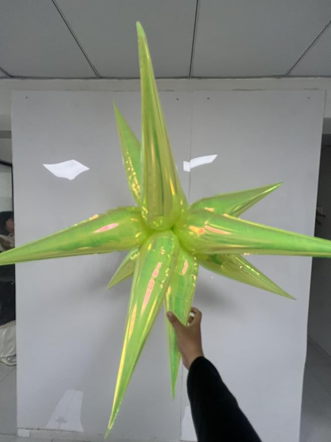 3pcs 26inch 3D lridescent macaron green Explosion Star foil balloon, lridescent macaron green Foil Cone Star burst Balloons for Birthday Wedding New Year Party Event