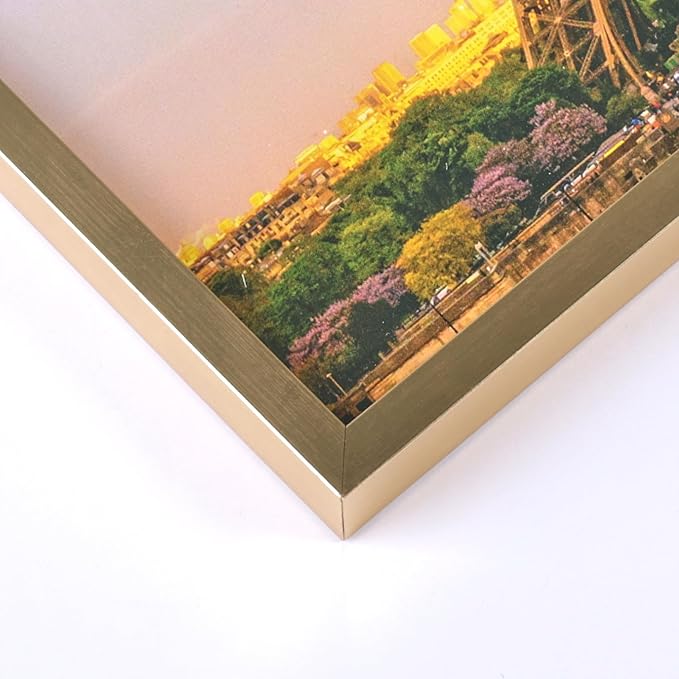 upsimples 4x6 Picture Frame Set of 3, Made of High Definition Glass for 4 x 6 Gold Frames, Wall and Tabletop Display Thin Border Photo Frame for Home Décor