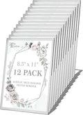 EHWINE 12 Pack Acrylic Sign Holder 8.5 x 11, Silver Picture Frame Stand up Table Top Sign Holders, Slanted Back Paper Holder Clear Display Stand Menu Flyer Holder for Wedding Party
