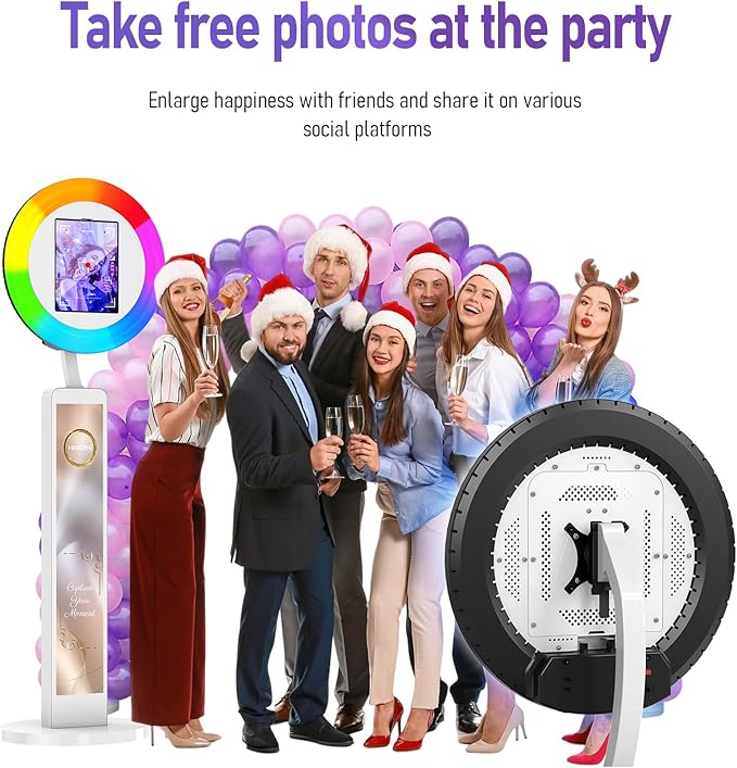 HARZHI Portable Photo Booth Compatible with Ipad 12.9in 10.9in 10.2in, for Ipad Photo Booth Shell Stand Stand Provide Chacktok PhotoBooth Software for Party and Wedding, Flight Case
