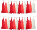 GAKA Red and White Tissue Paper Tassel(3 Colors),Paper Tassel Garland Banner for Wedding Birthday Party Decor Supplies,15 PC