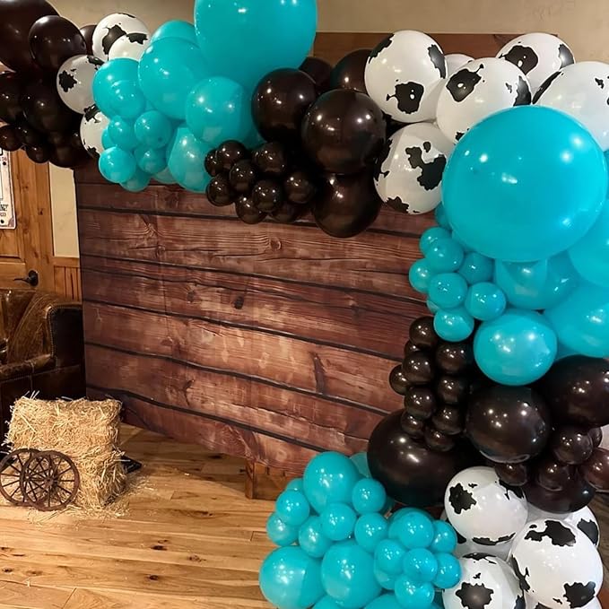 Cow Print Balloons,12Inch Teal Blue Brown Sand White Cow Latex Balloons for Girls Boys Baby Shower Party Farm Western Cowboy Party Decorations Supplies