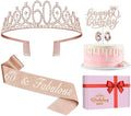 60th Birthday Decorations for Woman, Including 60th Birthday Sash and Crown, Cake Topper and Candles, 60 Year Old Gifts for Women