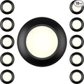 10 Packs 4 Inch Black LED Low Profile Recessed & Surface Mount Disk Light, Round, 10W, 600 Lumens, 3000K Warm White, CRI80, DOB Design, Dimmable, ETL Listed