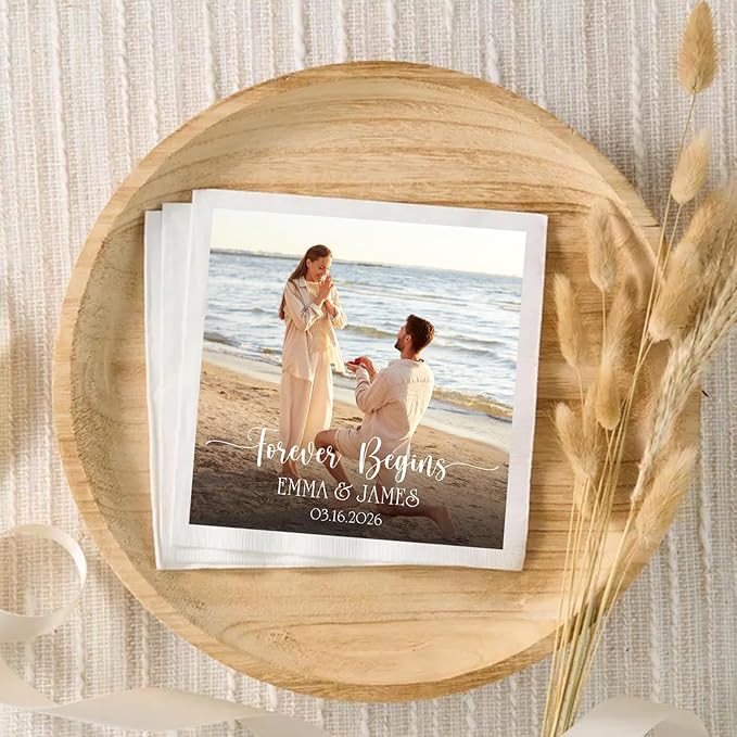 Personalized Custom Napkins: 50 Personalized Printed Napkins, 3 Ply, Custom Cocktail Napkins - Imprinted with Your Logo, Photo or Any Design You Want (white)