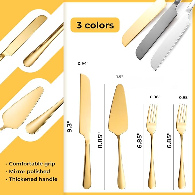 Personalized Wedding Cake Knife and Server Set Stainless Steel Forks Cake Cutter Server Engraved Cake Cutting Set for Wedding Anniversary Engagement Birthday Gifts