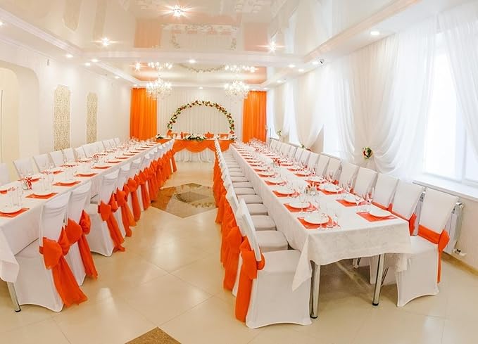 100 PCS Satin Chair Sashes Decorative Bow Chair Sashe Ties Ribbon Bows Chairs Cover Band for Wedding Birthday Party Ceremony Reception Banquet Events Hotel Home Kitchen Thanksgiving(7x 108inch,Orange)