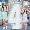 4FT Marquee Light Up Numbers - Cool White Light Up Numbers 4 with Fixed Water Bag, Party Decoration Large Marquee Light Up Numbers can Be Used for Wedding Decoration, Birthday Party Decoration