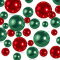 150Pcs Red&Green Polished No Hole Pearl Beads Vase Filler, Christmas Vase Filling Decorations, Plastic Pearls, Table Scatters, Wedding Home Decor, 8/14/20 mm