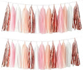 Rose Gold Peach White Pink Tassel Garland Banner, 20 Pack, Tassel Garland Party Decorations for Birthday, Boho Music Festival, Baby Shower,Bridal,Wedding