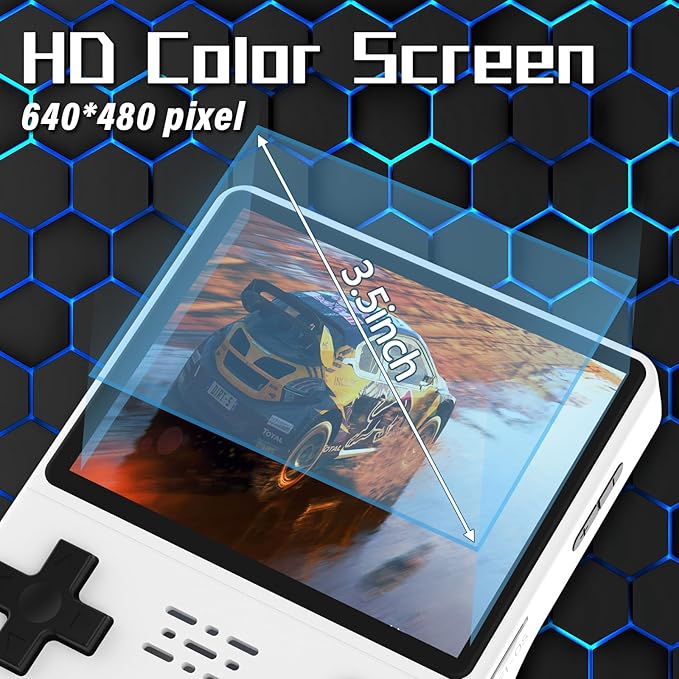 FVBADE[30000 in 1] R40S PRO Handheld Game Console 3.5 inch IPS Screen Mini Retro Console 3800mAh Portable Pocket Arcade 45+ Mainstream Emulator 256G TF Card Transparent.(White)