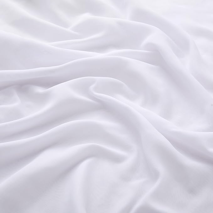VACVELT Wedding Arch Draping Fabric - White Chiffon, 2 Panels Sheer Drapes, 30 Inch x 20ft Chiffon Backdrop Curtain, Outdoor Sheer Drapery for Ceremony Party Ceiling