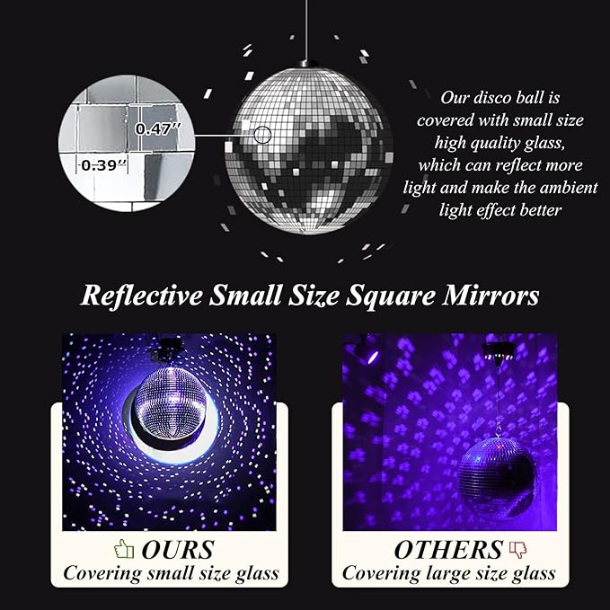 Youdepot Disco Ball 12-Inch – Large Mirror Ball Hanging Party Decor for Weddings, Events, and Dance Parties