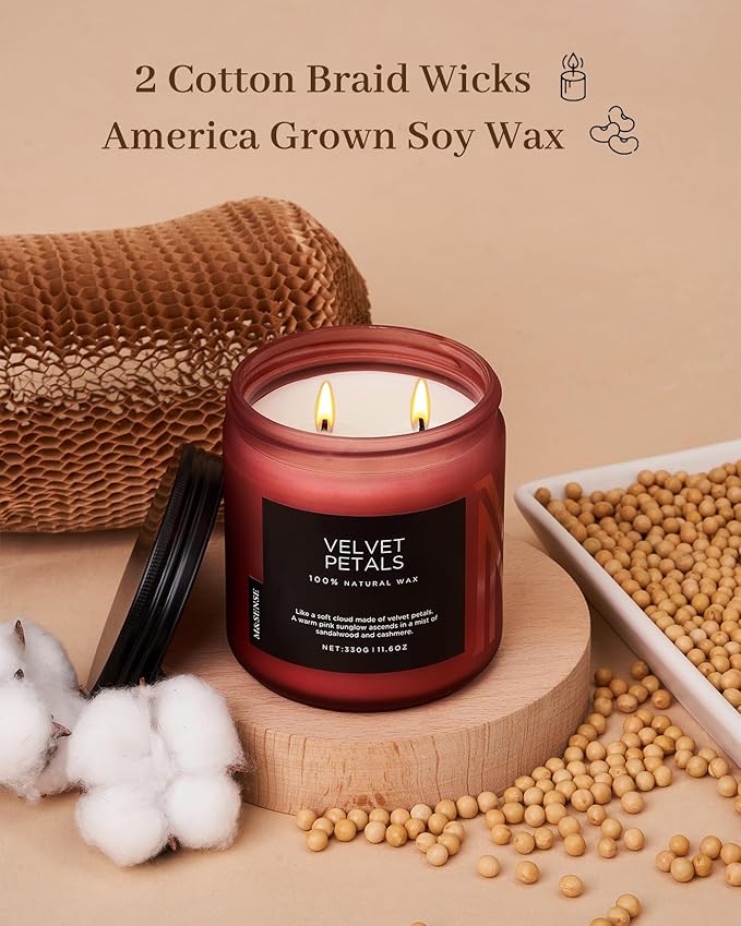 M&SENSE Velvet Petals Soy Candles for Home Scented, Organic Natural Soy Wax 11.6oz 70 Hour Long Lasting, Luxury Floral Scented Candle Gifts for Women
