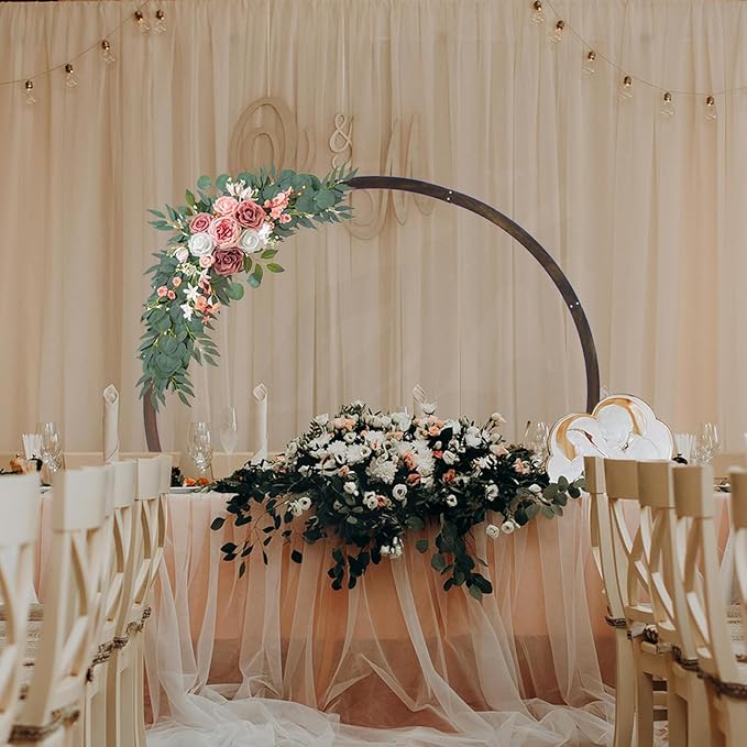 7.5FT Circle Wood Arch for Wedding Ceremony Arbor Backdrop Stand for Garden Wedding Parties