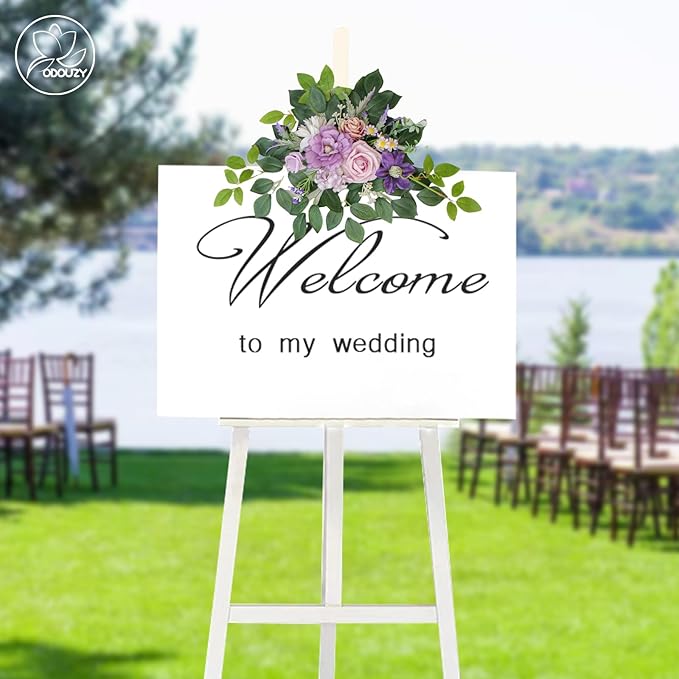 Wedding Arch Flowers,Artificial Flower Arch Decor,2pcs Artificial Flower Arrangement for Wedding Decor Reception Backdrop Floral Decorations (Light Purple)
