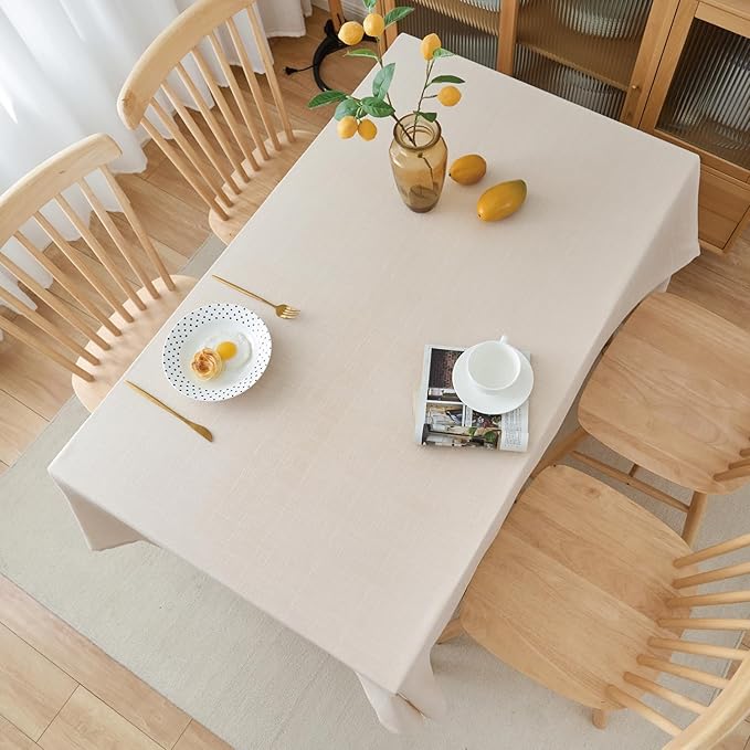 NLMUVW Champagne Tablecloth for Rectangle 84 Inch - Linen Table Cloth 6ft Water Resistant Farmhouse Burlap for Kitchen Dining Café, 54 x 84 Inch