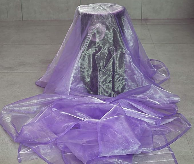 VDS Lavender Organza Fabric, 75 Yards Continuous, 45” Wide, Wedding Party Decoration Iridescent Crystal Sheer Shiny Organza Tulle Bridal Dress DIY Crafts Costume Sewing Backdrop Arch Cloth