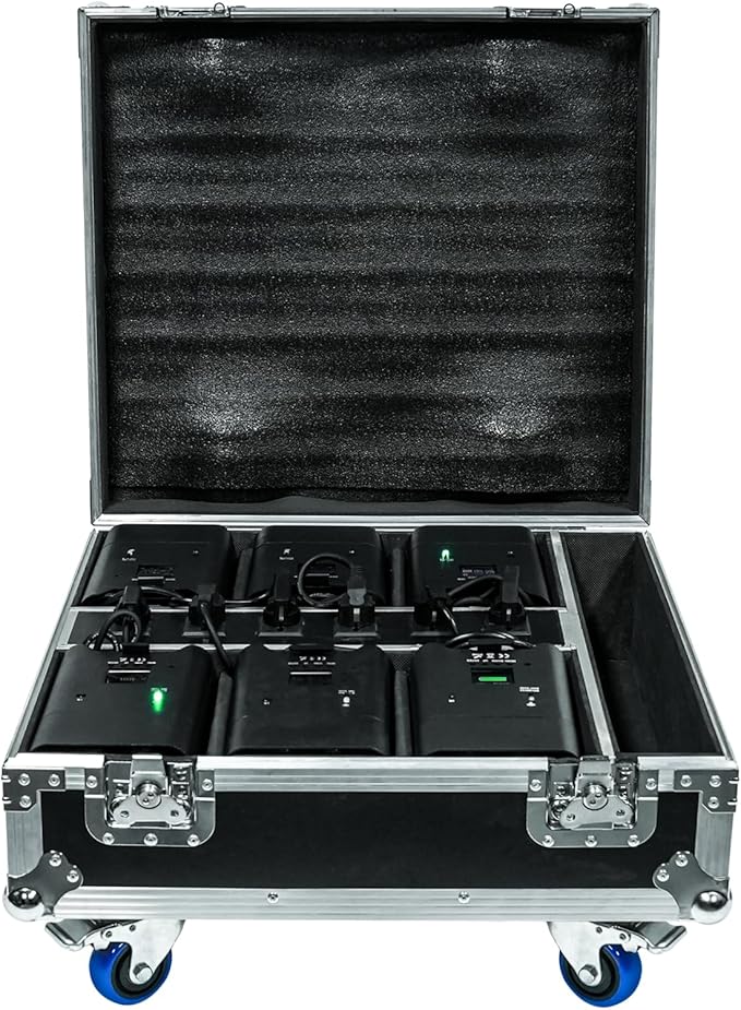 9600mAh Wireless Uplights with Charging Case, 6x18W RGBWA UV Stage Lights, APP/DMX512 Controlled Par Lights, Rechargeable Battery Powered Uplights for Show, Party,Black 6 Pack