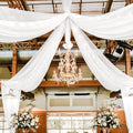 4 Panels White Ceiling Drapes for Wedding 5ftx30ft Sheer Drapery Chiffon Fabric Arch Draping Curtains for Party Ceremony Birthday Baby Shower Reception Stage Ceiling Decorations