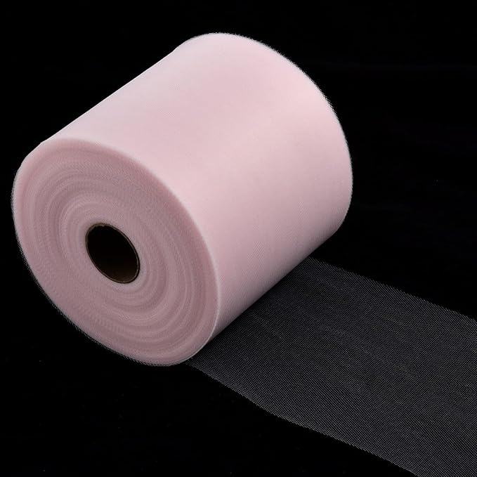 Tulle Fabric Roll, 6” by 200 Yards (600FT) Tulle Organza Fabric Spool for DIY Tutu Skirt Baby Shower Decor Wedding Backdrop Crafts Birthday Party Supplies(Aqua Pink)