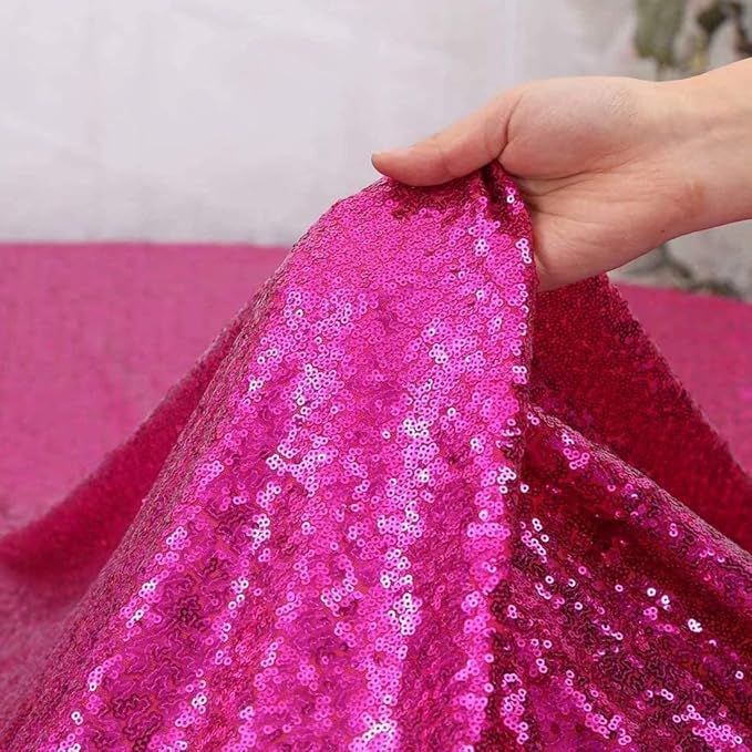 Fuchsia Sequin Curtains 2FTx8FT 2 Sequin Backdrop Curtains Panels Sparkly Background Drapes for Party Birthday Weeding Decor