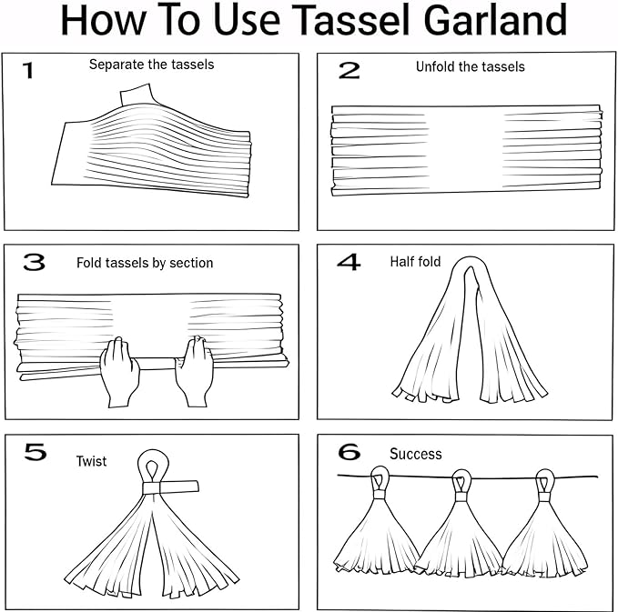 Tassel Garland Tissue Paper Tassel Banner,Tassels Party Decorations for Wedding,Birthday,Bridal/Baby Shower,Pack of 15 (Burgundy/Black/Silver)