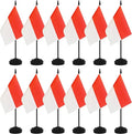 12 Pack Indonesia Desk Flags, Indonesian Desktop Flag, Small Miniature Office Flags with 12" Black Pole and Black Base, Offices, Classroom, Home, Festival Decoration (Indonesia)