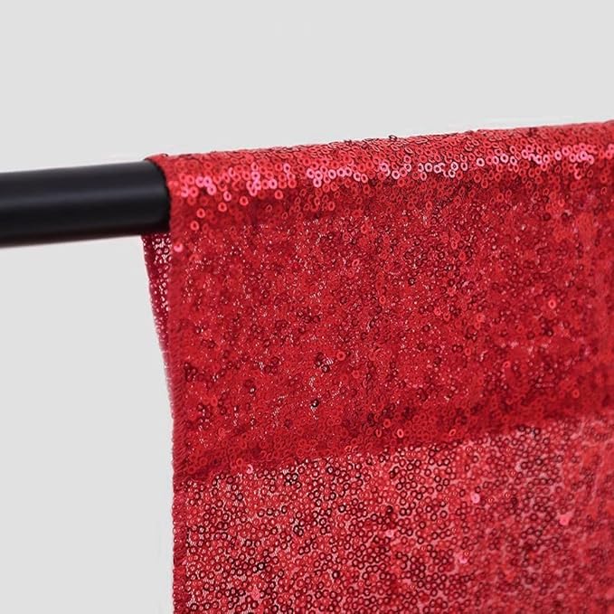 Red Sequin Backdrop Curtain 8FTX8FT 1 Panel Christmas Party Backdrop Curtains Glitter Photo Background Wedding Stage Decorations