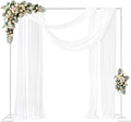 Fomcet 8FT x 8FT Backdrop Stand Heavy Duty with Base, White Portable Adjustable Pipe and Drape Backdrop Stand Kit, Square Metal Arch Party Frame for Wedding Birthday Parties Banquet Decorations