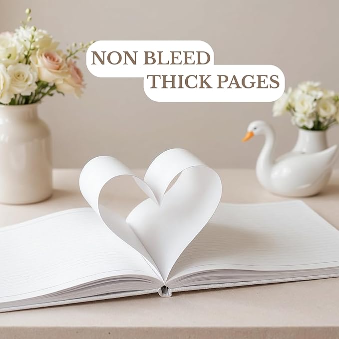 Wedding Guest Book for Guests to Sign, Elegant Wedding Guestbook Ideas, Sign in Book for Bridal and Baby Shower, Polaroid Guest Book, 100 Thick Lined and Blank Pages for Party, Wedding Books