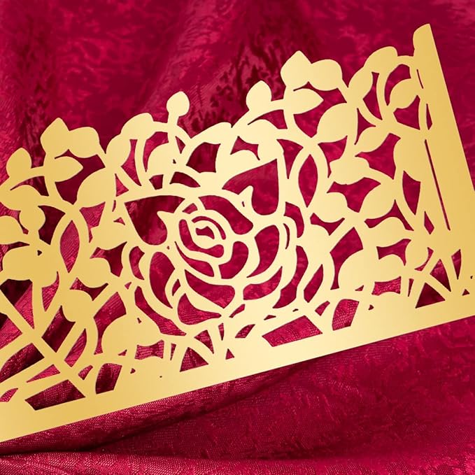 150PCS Rose Flower Paper Napkin Rings, Simple Napkin Holders Dinner Tables Rings Elegant Ornament Table Setting Decoration for Wedding, Christmas, Thanksgiving, Holiday, Party (Gold)