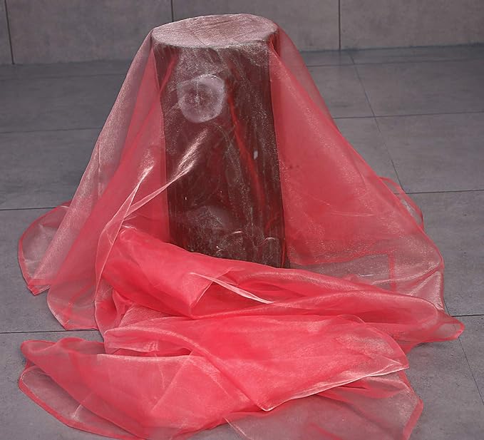 VDS Coral Organza Fabric, 50 Yards Continuous, 45” Wide, Wedding Party Decoration Iridescent Crystal Sheer Shiny Organza Tulle Bridal Dress DIY Crafts Costume Sewing Backdrop Arch Cloth