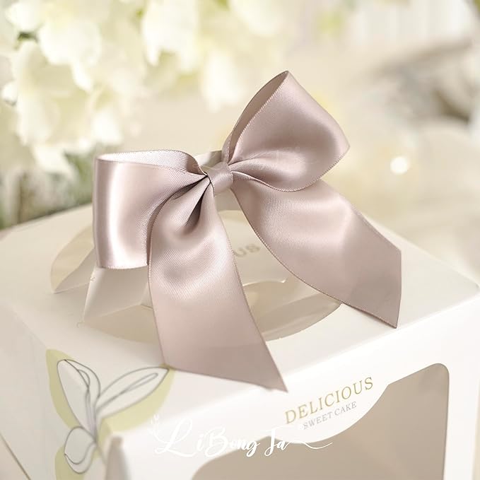 4.5" Satin Ribbon Dusty Rose Bows for Gift Wrapping, Twist Tie Bows, Cute Bows for Crafts, Party Favors, Premade Bows Pre-Tied Decorative Bows for Flower Bouquets Candy Apple Bows-24 Counts