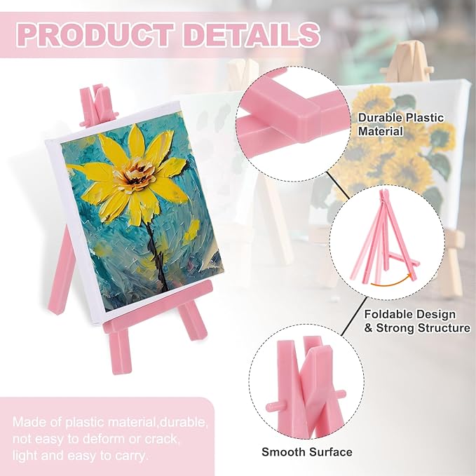 MECCANIXITY Mini Plastic Display Easels, 6.3"x3.4"A-Frame Plastic Painting Tabletop Easels Holder Stand for Photos Cards Artists Beginners Displaying Small Canvases Art(Pack of 12, White)