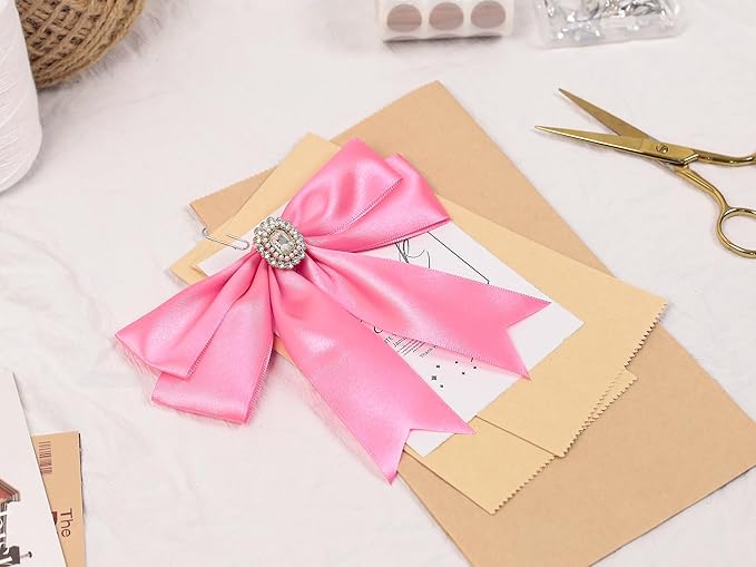 Hot Pink Satin Ribbon 1-1/2 inch X Continuous 50 Yards, Single Face Polyester Ribbon Perfect for Gift Wrapping, Flower Bouquet, Wedding Decor, Crafts, Bow Making, Sewing and More