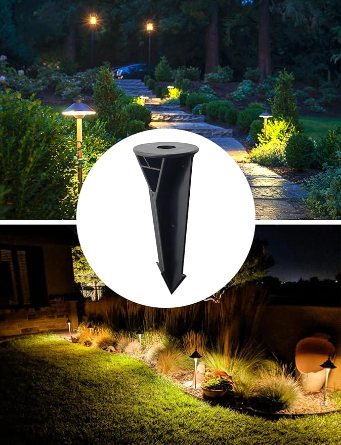 COLOER Large Landscape Lights 8 Inch In-Ground Stake Spikes Replacement 1/2" NPS Thread Without Side Wire Way, Universal Slot Large Ground Stakes Heavy Duty for Outdoor Garden Lights(2 Pack)