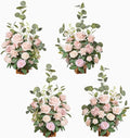 Ling's Moment 17.5" Tall Standing Artificial Flowers Arrangements 4 pcs Wedding Aisle Runner Chair Decorations Blush & Pink Centerpieces for Ceremony Reception Rose Floral Party Outdoor