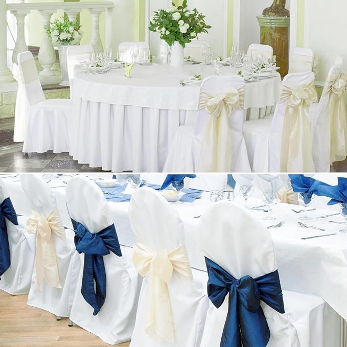 100 PCS Satin Chair Sashes Decorative Bow Chair Sashes Ties Chairs Ribbon Bows Seat Cover Band for Wedding Birthday Party Ceremony Reception Hotel Banquet Events Home Kitchen Decor(7x108Inch,Ivory)