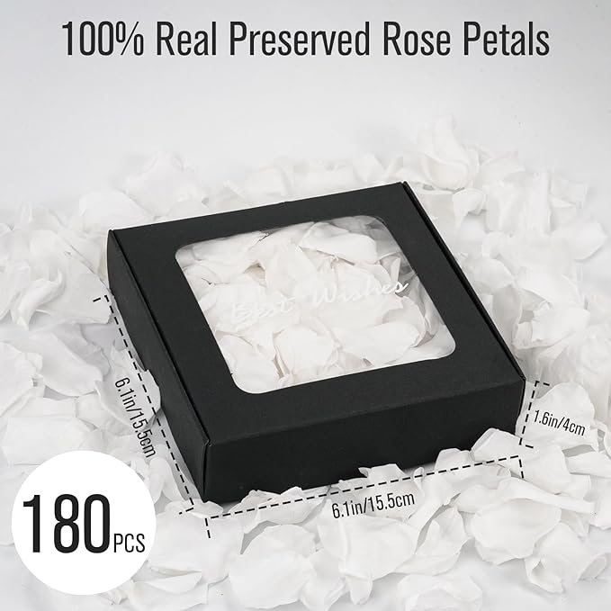 Rosaura Real Preserved Rose Petals 50g(1.75oz) for Wedding Decor, Romantic Nights - Includes Bonus Lucky Surprise Pack! (White)