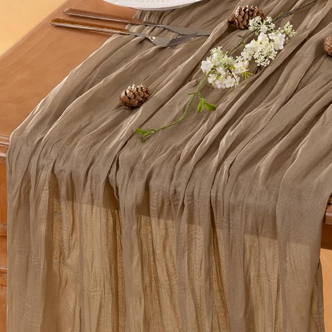 Nude Table Runner Cheesecloth Table Runner 10FT Farmhouse Table Runners 120 Inches Fall Table Decor Dining Room Centerpiece Wedding Boho Baby Shower Birthday