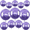 12Pcs Light Purple Round Foil Balloons, 22" 15" 10" 4D Helium Sphere Mylar Balloon, Metallic Purple Foil Balloon for Birthday Graduation Wedding Anniversary New Year Eve Disco Prom Party Decorations