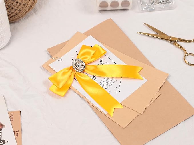 Yellow Satin Ribbon 1 inch X Continuous 100 Yards, Single Face Polyester Ribbon Perfect for Gift Wrapping, Flower Bouquet, Wedding Decor, Crafts, Bow Making, Sewing and More