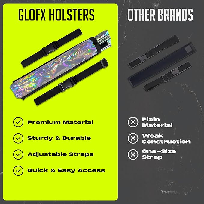 GloFX Black Folding Fan Holster – Universal Belt Holster for 13-Inch Handheld Fans – Waist Clip Fan Holder for Festivals, Dance, and Everyday Use