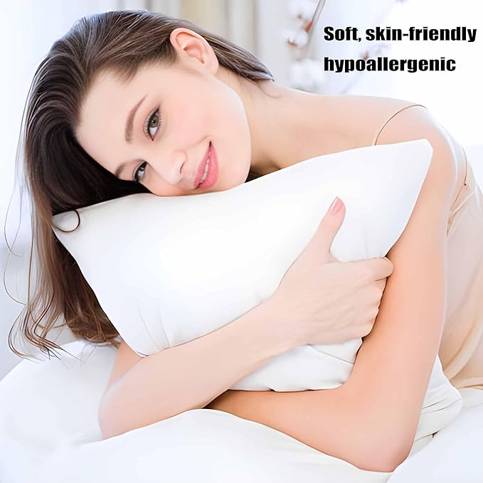 Medium Support Bed Pillows Standard Size Set of 4 Pack for Sleeping 20"x26", Hypoallergenic Skin Friendly Down Alternative Filling for Side Stomach Back Sleeper Machine Washable