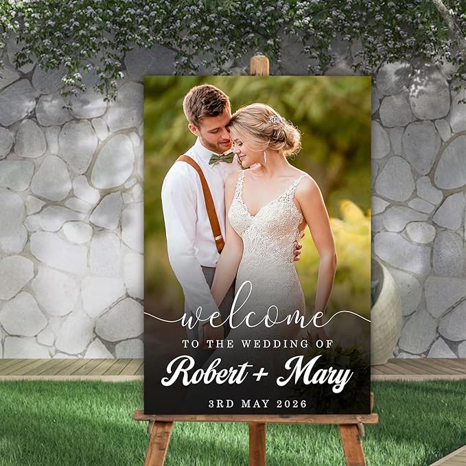 Personalized Photo Wedding Welcome Sign Template, Modern Minimalist Reception Sign, Welcome Wedding Board